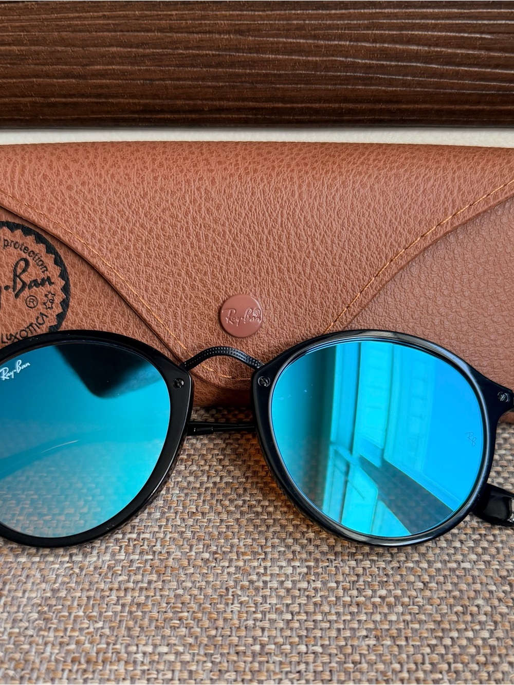 Ray-Ban RB2447 Black Blue Lens Made in Italy Sunglasses